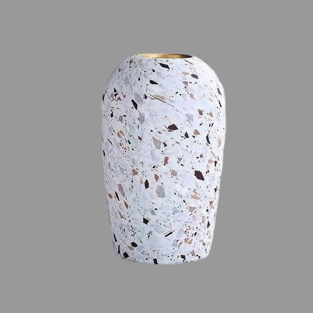 Hvit Terrazzo Vase | Moderne Bordvase i Keramikk