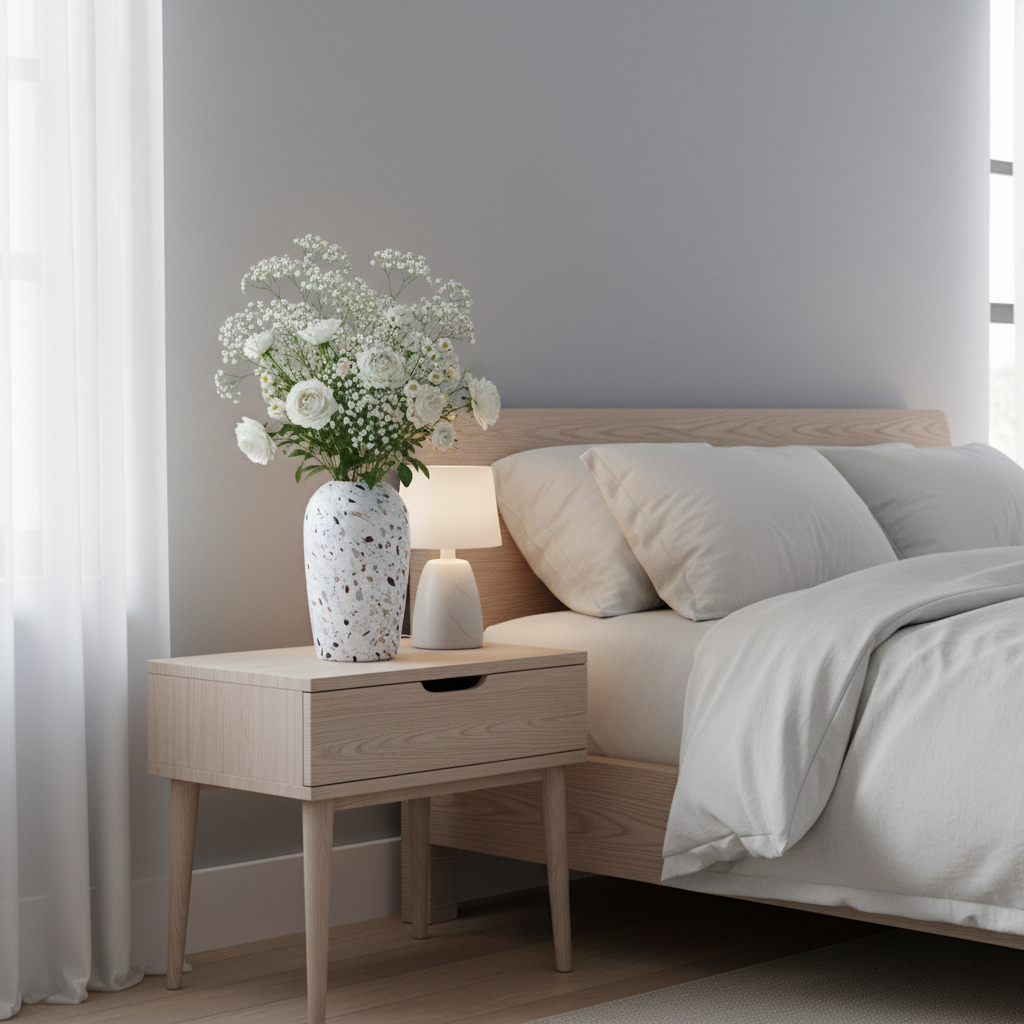 Hvit Terrazzo Vase | Moderne Bordvase i Keramikk