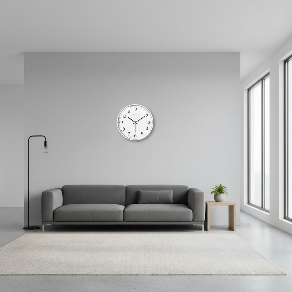 Moderne Hvit Rund Veggklokke | Stilren Innredning
